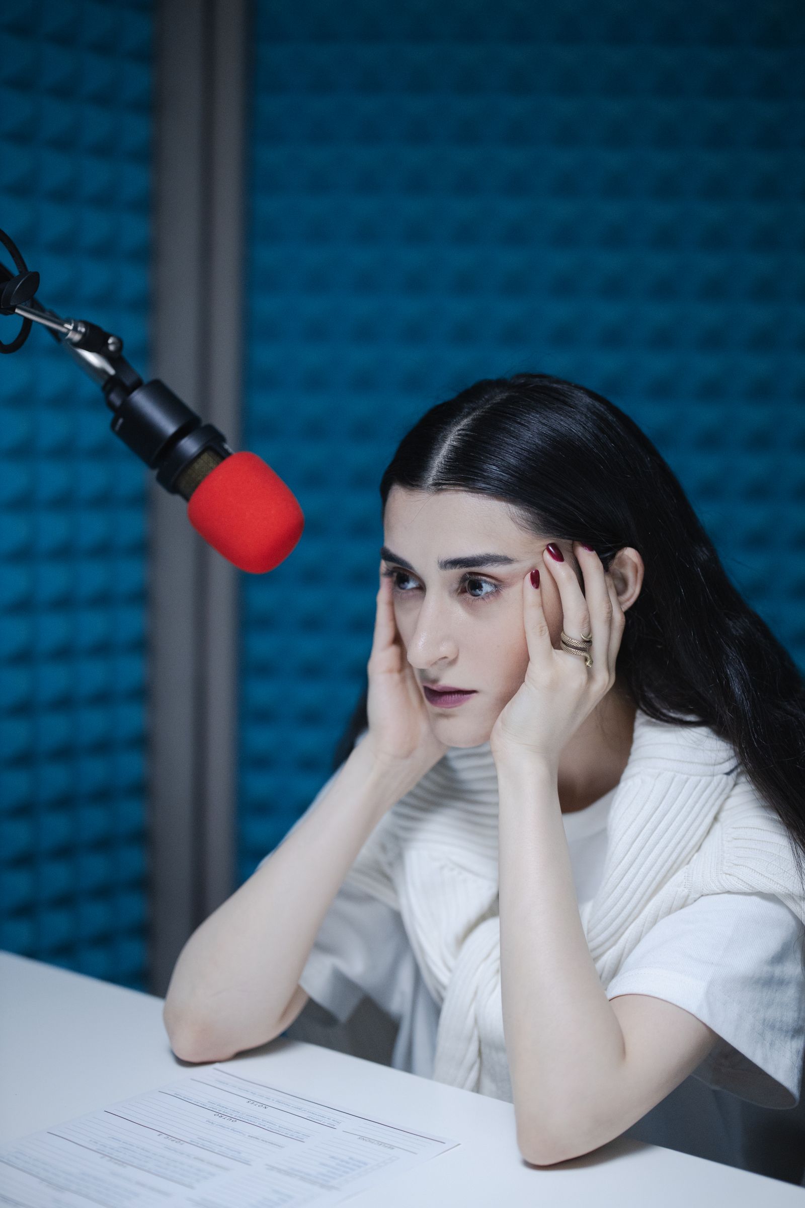 Participante em simulação prática de entrevista sob pressão